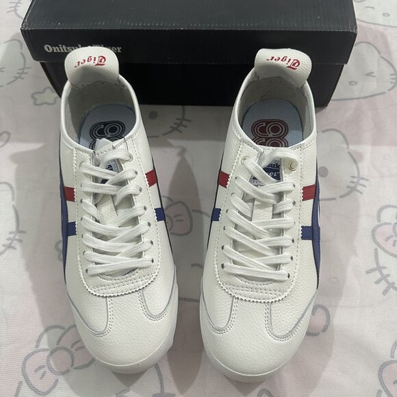 Onitsuka Tiger Blue And Red Striped White Sneakers - Picture 6 of 6